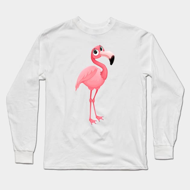 Funny flamingo with cute eyes Long Sleeve T-Shirt by ddraw